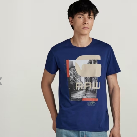 Men's medium blue gstar city graphic t-shirt - Picture 6 of 8